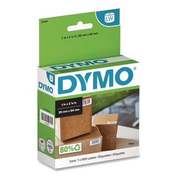 Dymo LabelWriter Small Multipurpose Labels - 1" Width x 2 1/8" Length - Direct Thermal - White - 500 / Roll - 1 Roll