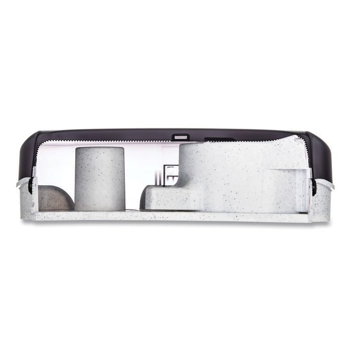Twin 9" Jumbo BathTissue Dispenser, Classic, 19 x 5.25 x 12, Transparent Black Pearl