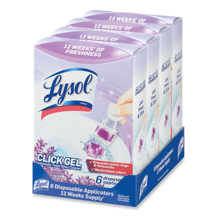 Click Gel Automatic Toilet Bowl Cleaner, Lavender Fields Scent, 6/Box, 4 Boxes/Carton