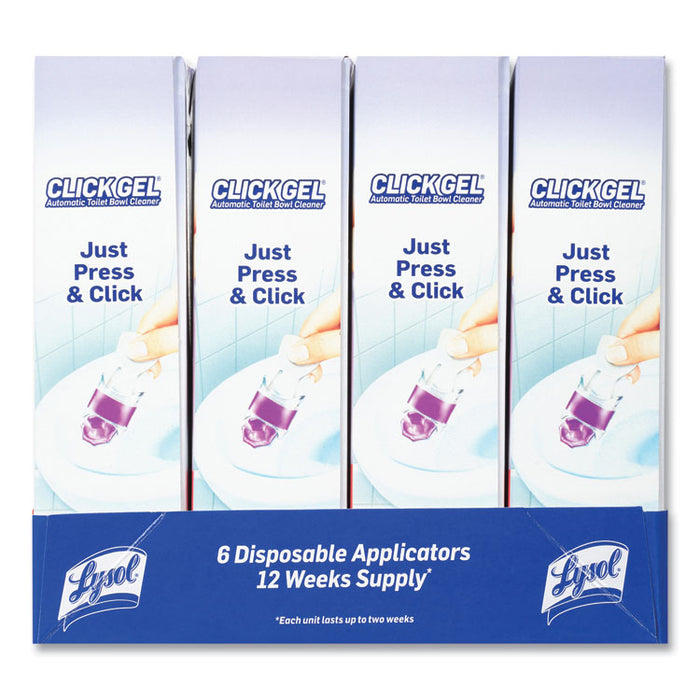 Click Gel Automatic Toilet Bowl Cleaner, Lavender Fields Scent, 6/Box, 4 Boxes/Carton