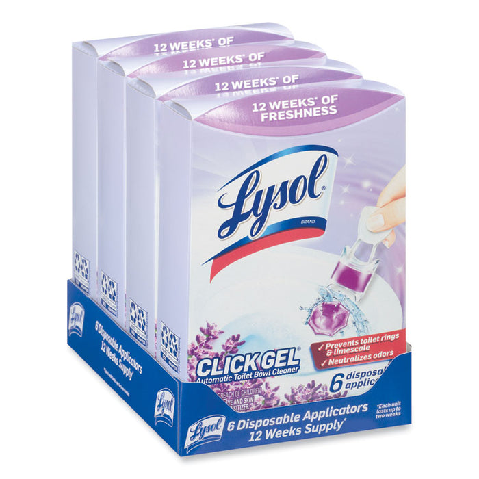 Click Gel Automatic Toilet Bowl Cleaner, Lavender Fields Scent, 6/Box, 4 Boxes/Carton