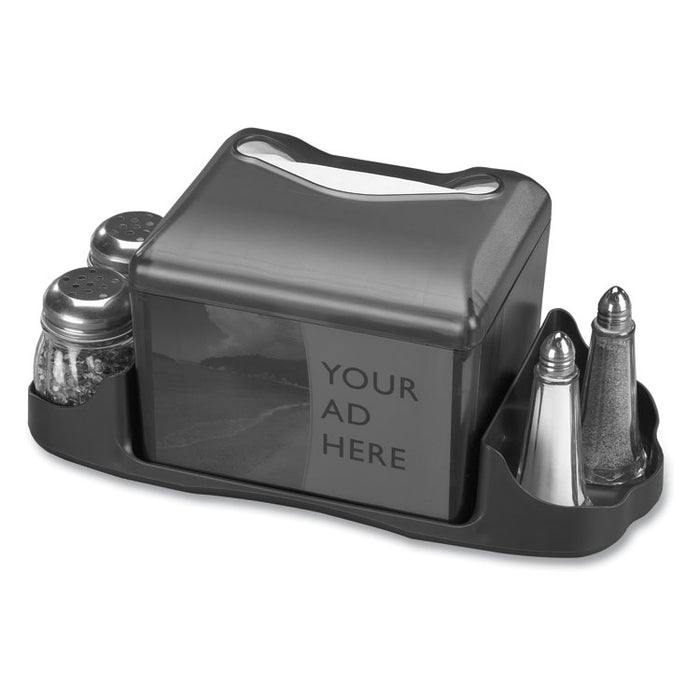 Venue Napkin Dispenser with Advertising Inset, 6.5 x 6.13 x 6.9, Black