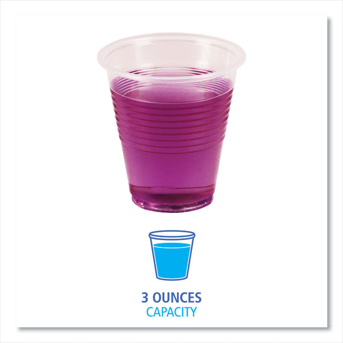 Translucent Plastic Cold Cups, 3 oz, 125/Sleeve, 20 Sleeves/Carton