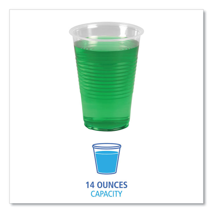 Translucent Plastic Cold Cups, 14 oz, 50/Sleeve, 20 Sleeves/Carton