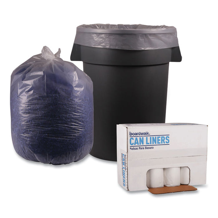 Recycled Low-Density Polyethylene Can Liners, 60 gal, 1.75 mil, 38" x 58", Clear, Perforated, 10 Bags/Roll, 10 Rolls/Carton