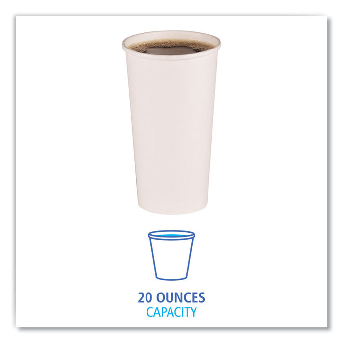 Paper Hot Cups, 20 oz, White, 50/Sleeve, 12 Sleeves/Carton