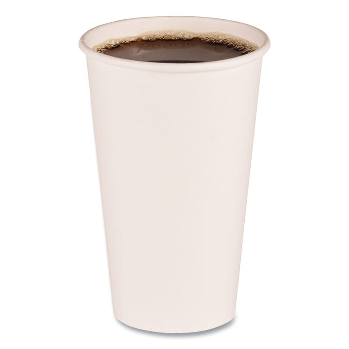 Paper Hot Cups, 16 oz, White, 50/Sleeve, 20 Sleeves/Carton