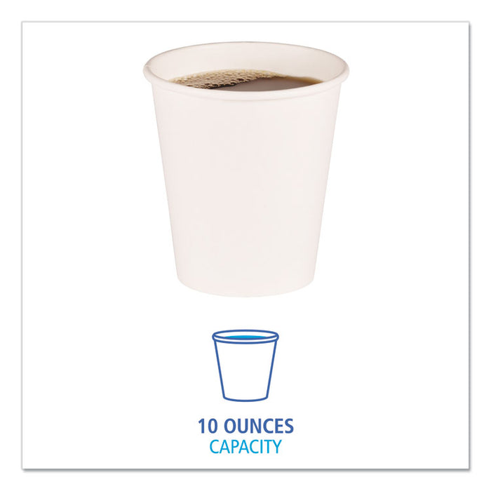 Paper Hot Cups, 10 oz, White, 50/Sleeve, 20 Sleeves/Carton