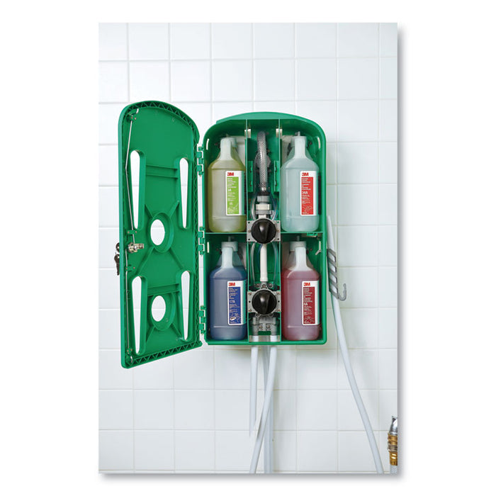 Flow Control System Chemical Dispenser, Air Gap, (4) 0.5 gal, 12.25 x 6.3 x 22.5, Green