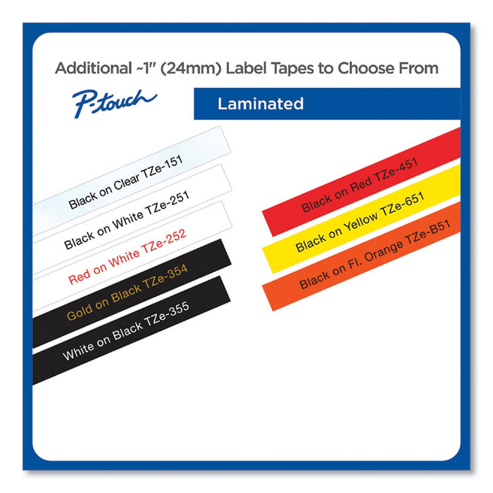 TZe Standard Adhesive Laminated Labeling Tape, 0.94" x 26.2 ft, Red on White