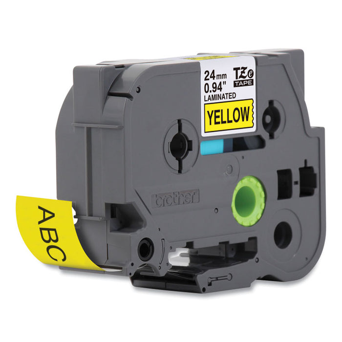 TZe Standard Adhesive Laminated Labeling Tape, 0.94" x 26.2 ft, Black on Yellow