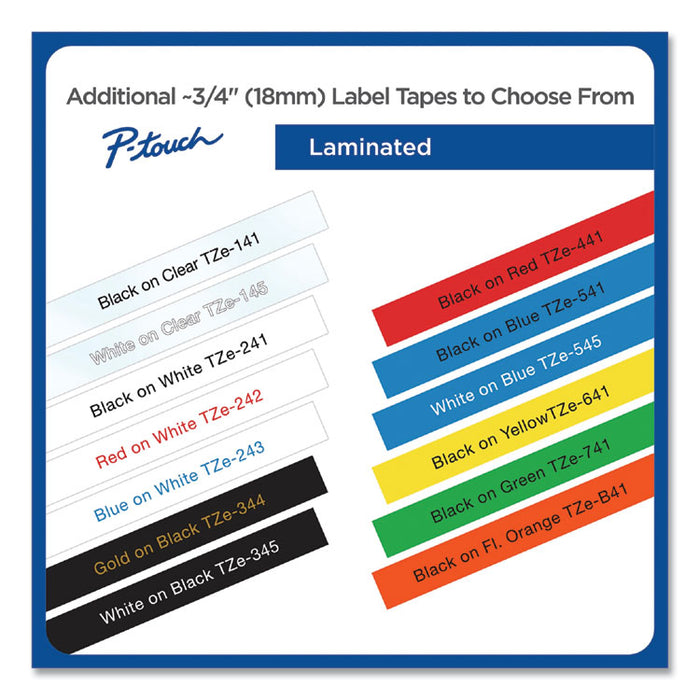 TZe Standard Adhesive Laminated Labeling Tape, 0.7" x 26.2 ft, Black on Red