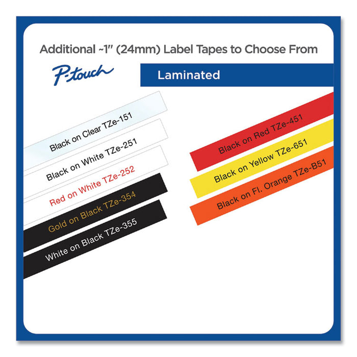 TZe Standard Adhesive Laminated Labeling Tape, 0.94" x 26.2 ft, Black on Red