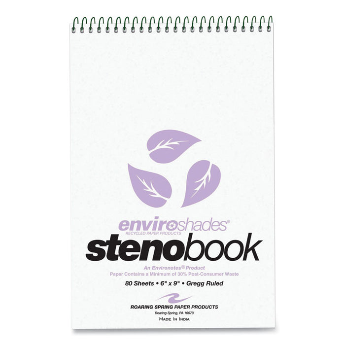 EnviroShades Steno Notepad, White Cover, Gregg Rule, (80) Orchid 6 x 9 Sheets, 4/Pack