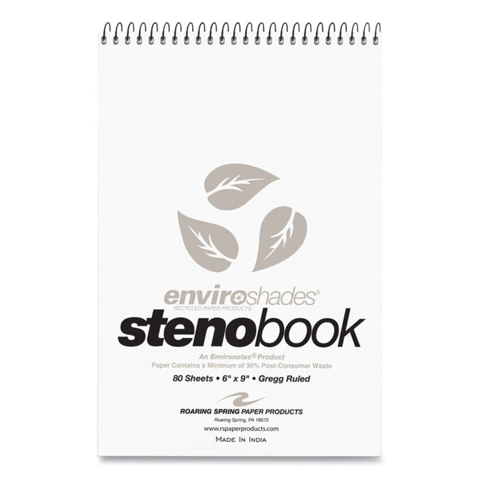 EnviroShades Steno Notepad, White Cover, Gregg Rule, (80) Gray 6 x 9 Sheets, 4/Pack
