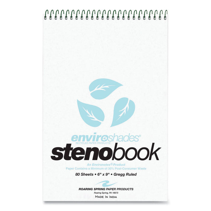 EnviroShades Steno Notepad, White Cover, Gregg Rule, (80) Blue 6 x 9 Sheets, 4/Pack