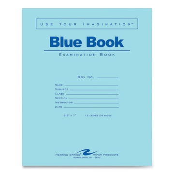 Examination Blue Book, Wide/Legal Rule, Blue Cover, (12) 8.5 x 7 Sheets