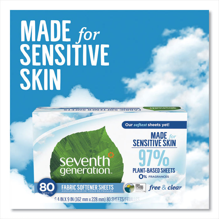Natural Fabric Softener Sheets, Unscented, 80 Sheets/Box