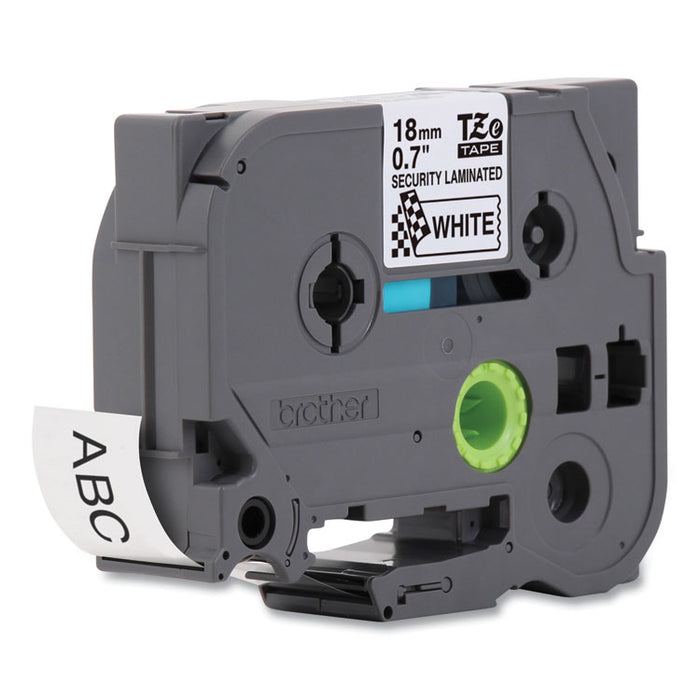 TZ Security Tape Cartridge for P-Touch Labelers, 0.7" x 26.2 ft, Black on White