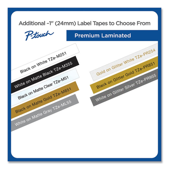 TZe Premium Laminated Tape, 0.94" x 26.2 ft, Gold on White