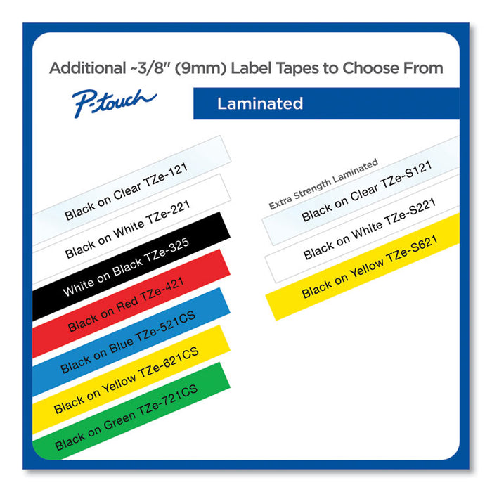 TZe Laminated Removable Label Tapes, 0.35" x 26.2 ft, Black on Yellow