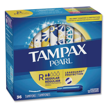 Pearl Tampons, Regular Absorbency, 36/Box, 12 Box/Carton