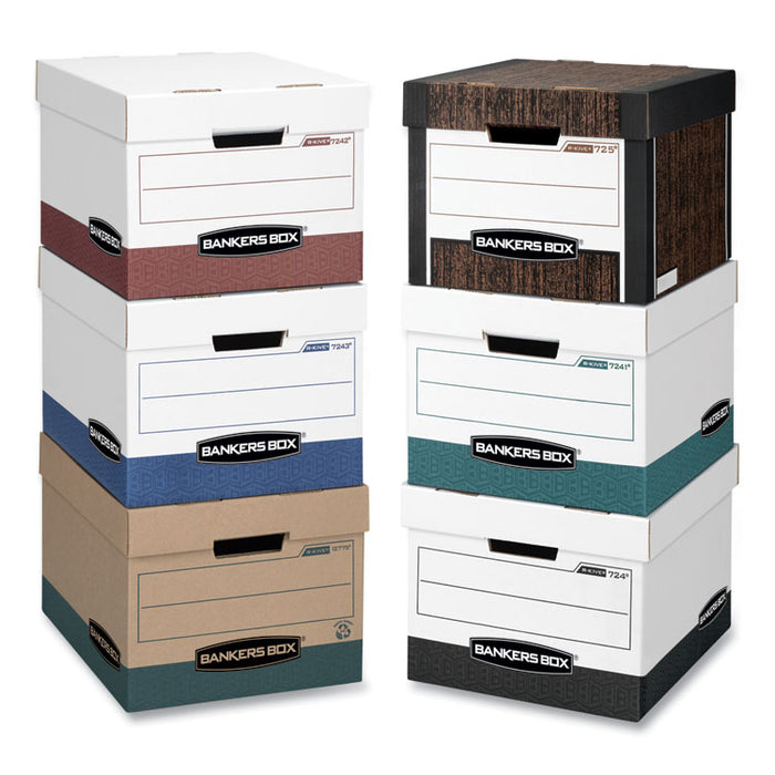 R-KIVE Heavy-Duty Storage Boxes, Letter/Legal Files, 12.75" x 16.5" x 10.38", Kraft/Green, 12/Carton