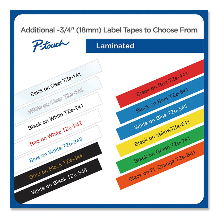 TZ Standard Adhesive Laminated Labeling Tape, 0.7" x 16.4 ft, Black on Fluorescent Orange
