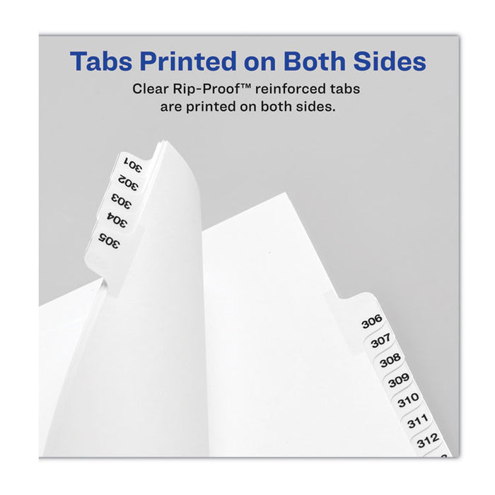 Preprinted Legal Exhibit Side Tab Index Dividers, Avery Style, 25-Tab, 401 to 425, 11 x 8.5, White, 1 Set, (1346)