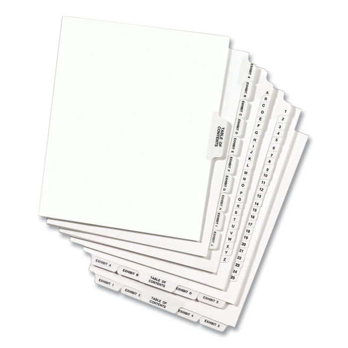 Preprinted Legal Exhibit Side Tab Index Dividers, Avery Style, 10-Tab, 67, 11 x 8.5, White, 25/Pack, (1067)