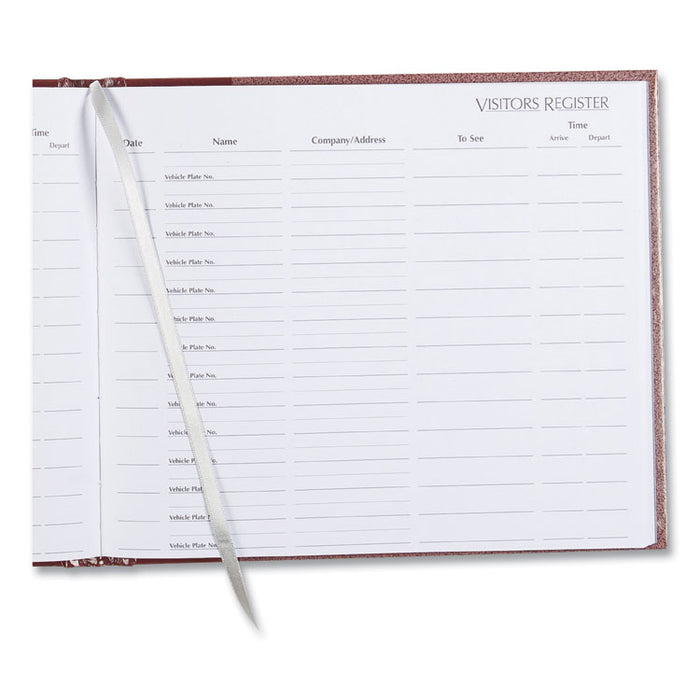 Hardcover Visitor Register Book, Burgundy Cover, 9.78 x 8.5 Sheets, 128 Sheets/Book