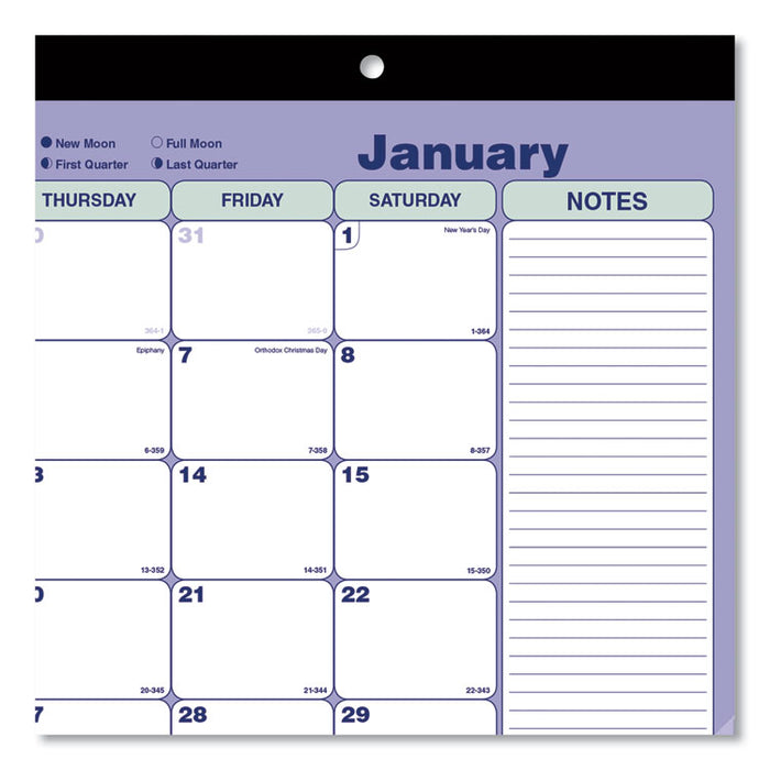 Monthly Desk Pad Calendar, 17.75 x 10.88, White/Blue/Green Sheets, Black Binding, Clear Corners, 12-Month (Jan to Dec): 2026