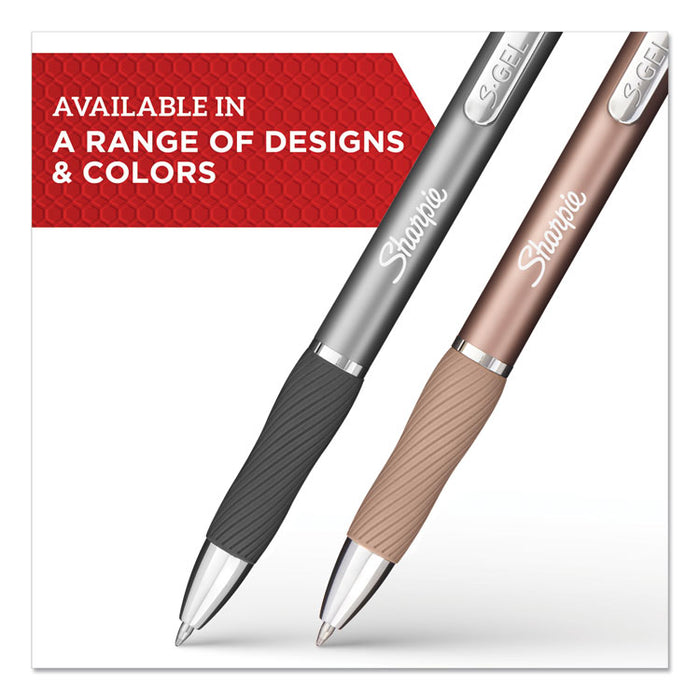 S-Gel Premium Metal Barrel Gel Pen, Retractable, Medium 0.7 mm, Black Ink, Champagne Barrel, Dozen