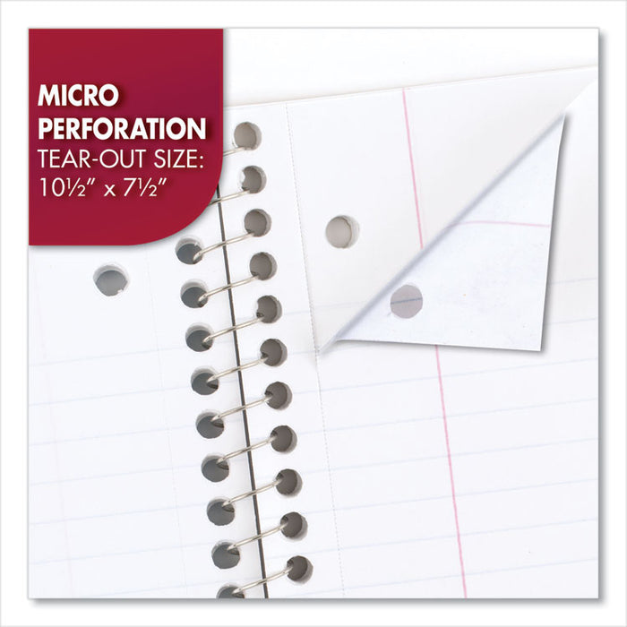 Spiral Notebook, One-Subject, Wide/Legal Rule, Randomly Assorted Cover Color, (70) 10.5" x 7.5" Sheets