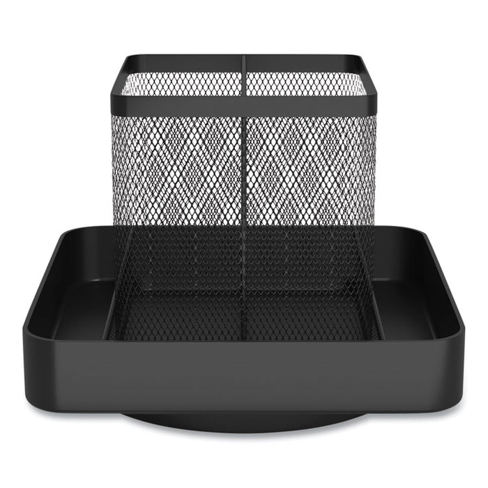 Six Compartment Wire Mesh Rotating Organizer, 6 Compartments, 7.09 x 7.09 x 6.3, Black