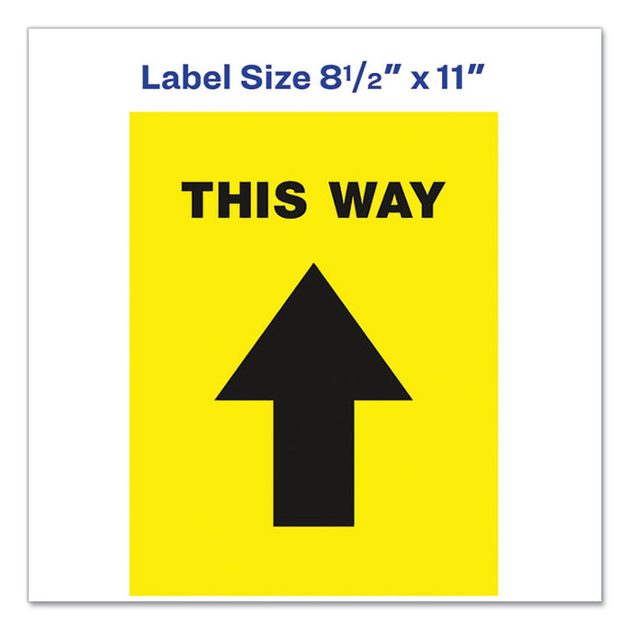 Social Distancing Floor Decals, 8.5 x 11, This Way, Yellow Face, Black Graphics, 5/Pack