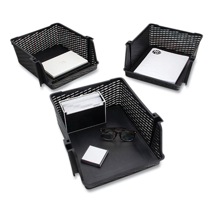 Nest and Stack Open Lid Storage Bin, 13.5" x 15" x 8.5", Black, 3/Pack