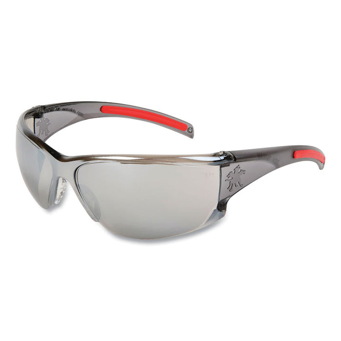 Hulk HK1 Series Safety Glasses, Smoke/Red Full Frame, Mirrored Silver Dual Lens