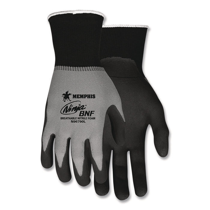 Ninja Nitrile Coating Nylon/Spandex Gloves, Small, Black/Gray, 12 Pairs