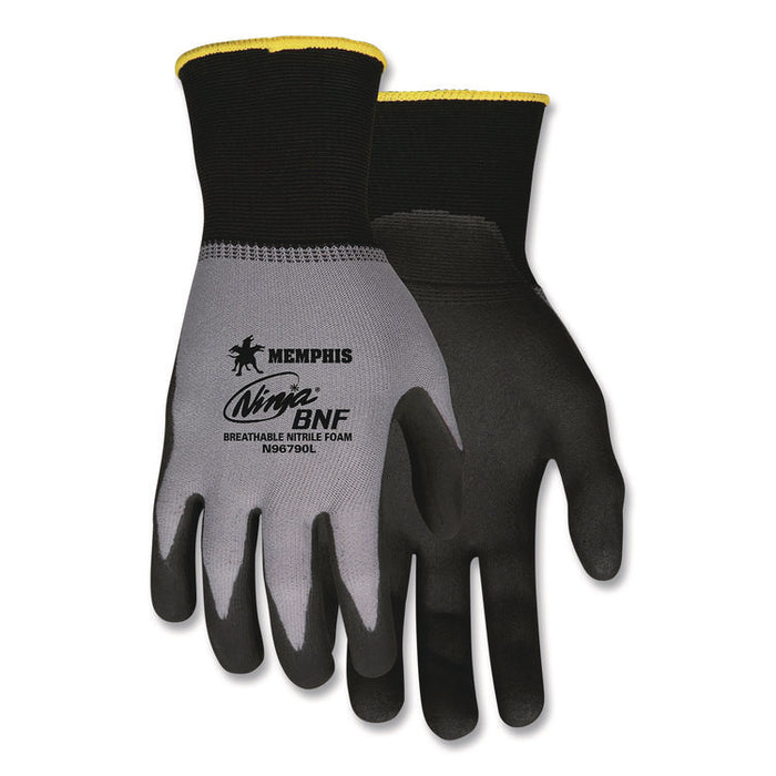 Ninja Nitrile Coating Nylon/Spandex Gloves, X-Large, Black/Gray, 12 Pairs