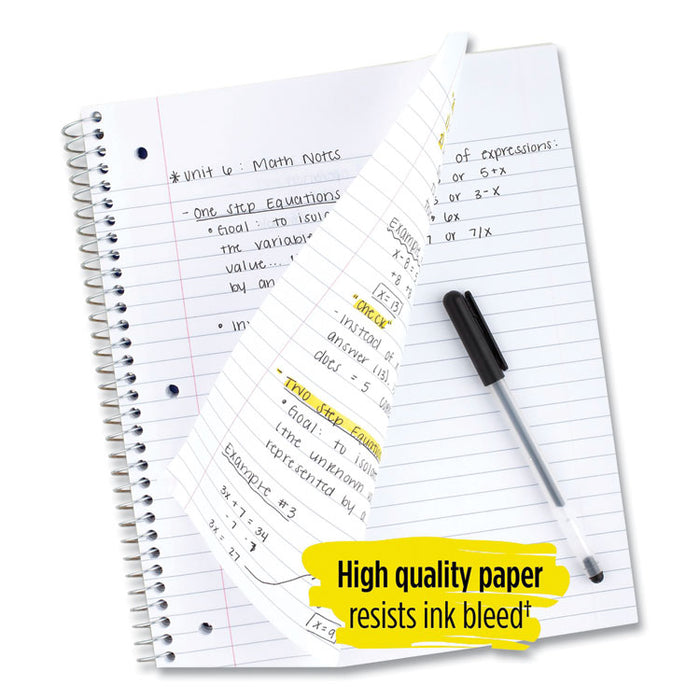 Wirebound Notebook, 1-Subject, Wide/Legal Rule, Randomly Assorted Cover Color, (100) 10.5 x 8 Sheets