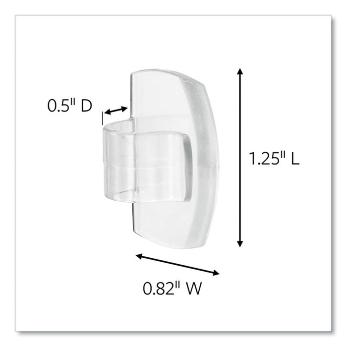 All Weather Hooks and Strips, Small, Plastic, Clear, 0.5 lb Capacity, 30 Clips and 32 Strips/Pack