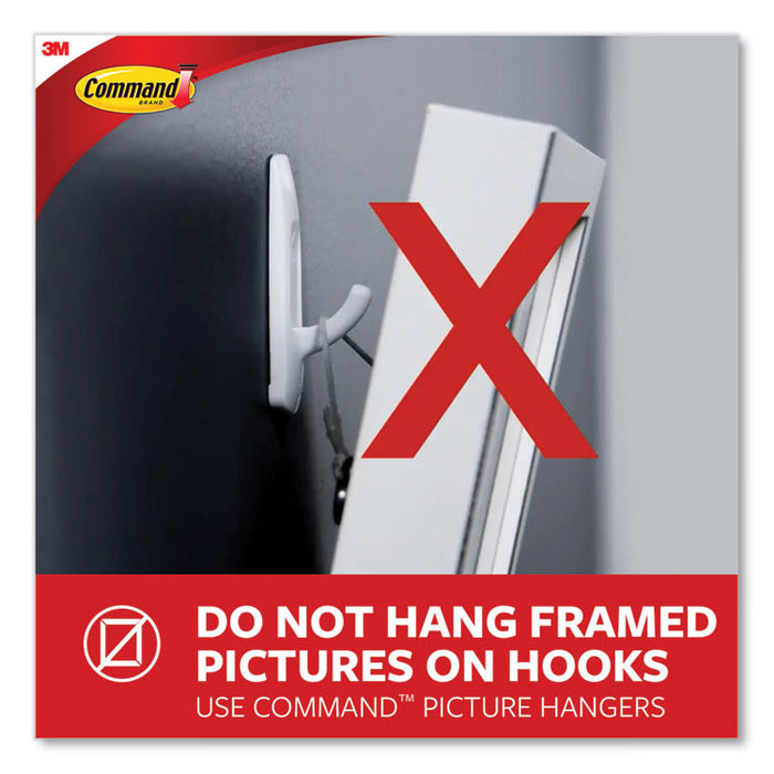 Medium Wire Hooks, Metal Wire, Silver/White, Supports 2 lb, 13/Pack