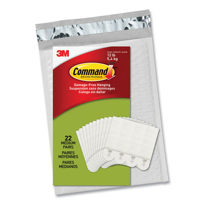 Damage-Free Hanging Picture Hanging Strip Pairs, Holds Up to 2.5 lb, Medium: 0.63" x 2.75", White, 22/Pack