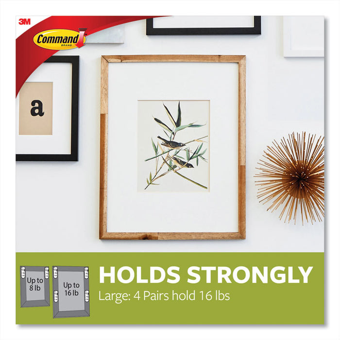 Damage-Free Hanging Picture Hanging Strip Pairs, Holds Up to 3.75 lb, Large: 0.75" x 3.65", White, 20/Pack