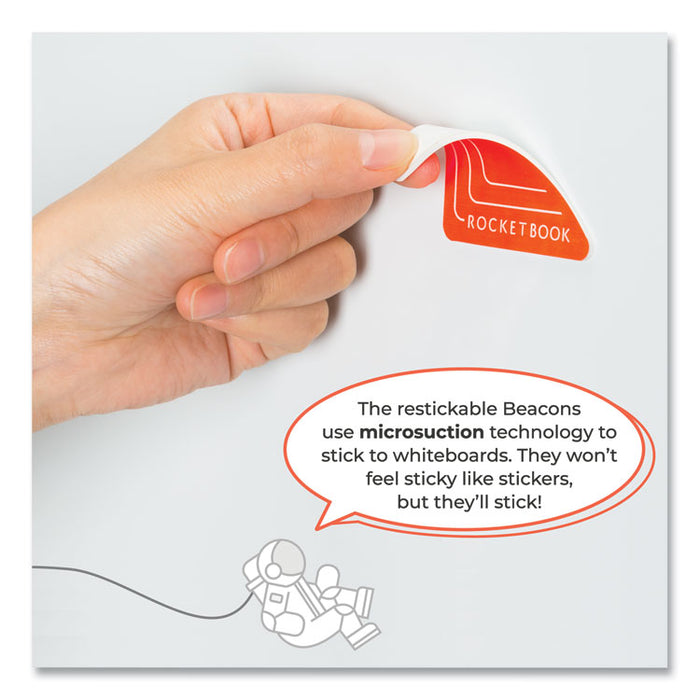 Beacons Smart Stickers for Whiteboards, Reusable Triangles, 2.5" x 2.5", Fluorescent Orange, 4 Pieces