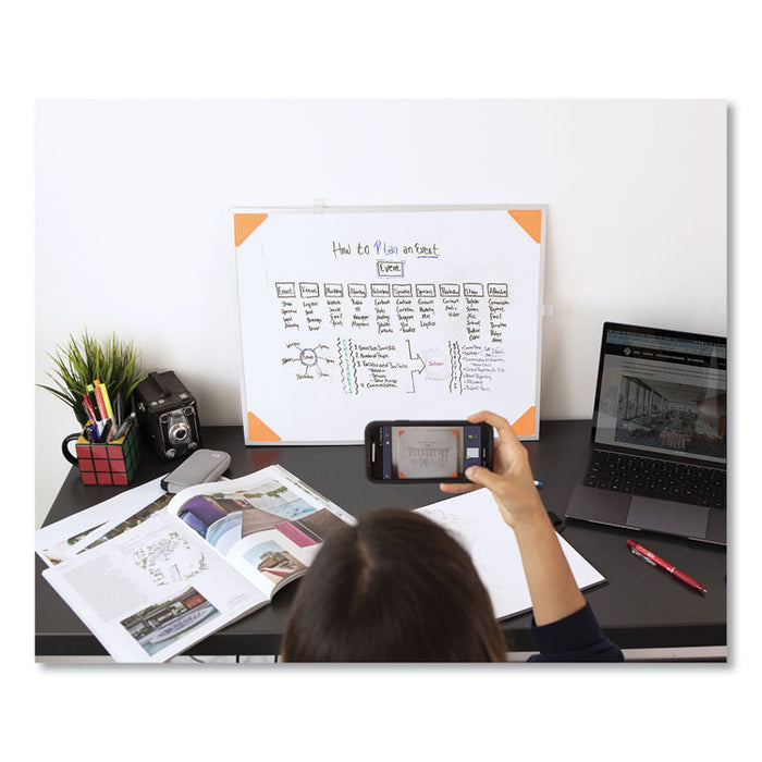 Beacons Smart Stickers for Whiteboards, Reusable Triangles, 2.5" x 2.5", Fluorescent Orange, 4 Pieces