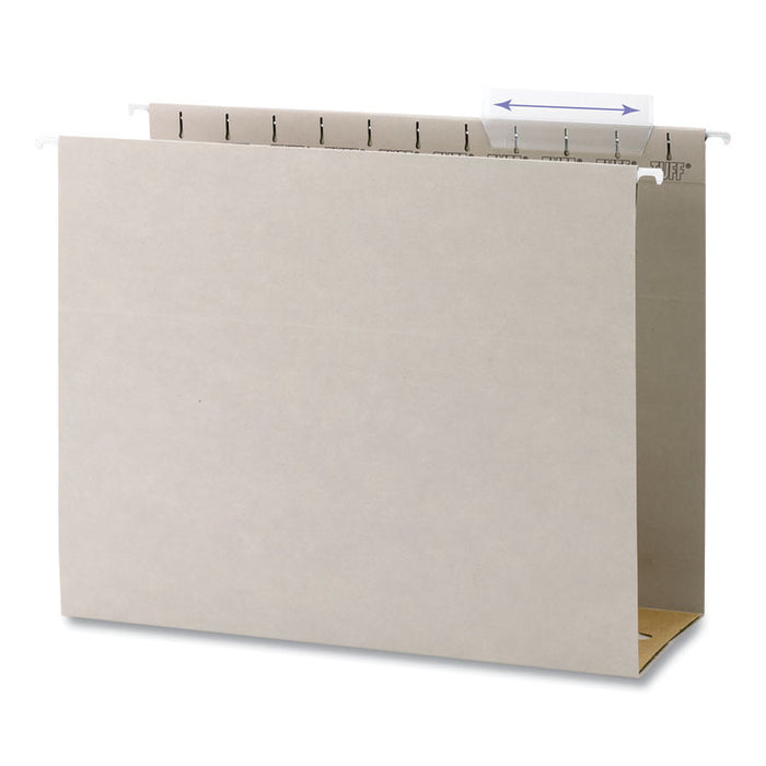TUFF Extra Capacity Hanging File Folders with Easy Slide Tabs, 4" Capacity, Letter, 1/3-Cut Tabs, Steel Gray, 18/Box