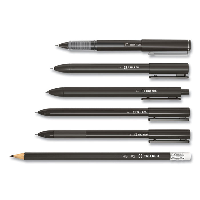 Rollerball Pen, Stick, Fine 0.5 mm, Blue Ink, Black/Blue/Clear Barrel, 3/Pack