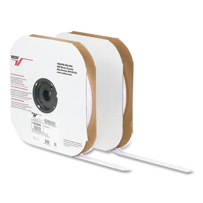 Sticky-Back Fasteners, Hook Side, 1" x 75 ft, White
